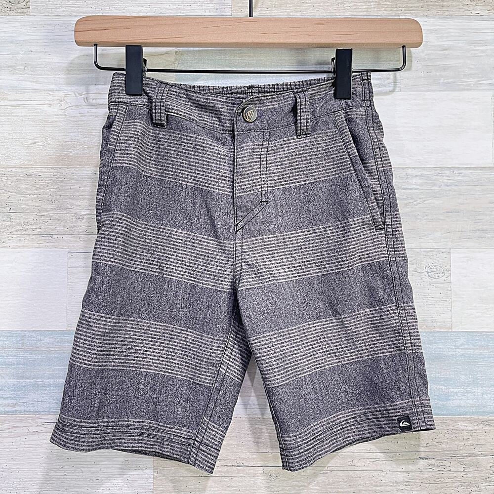 Quiksilver Striped Hybrid Shorts Gray Flat Front Woven Casual Boys 5